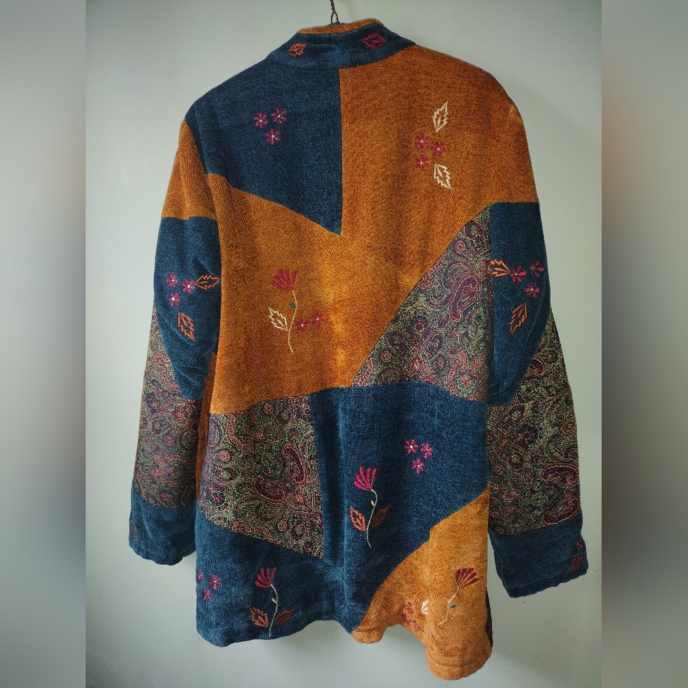 Beautiful Easy Chic Fall Pattern Patchwork Coat - image 6